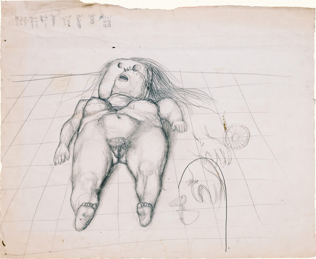 Dessin de Dado : &Eacute;tude pour La Crucifixion, 1955