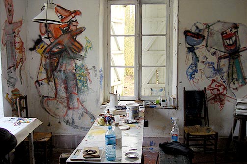 South wall in ceramics workshop at H&eacute;rouval