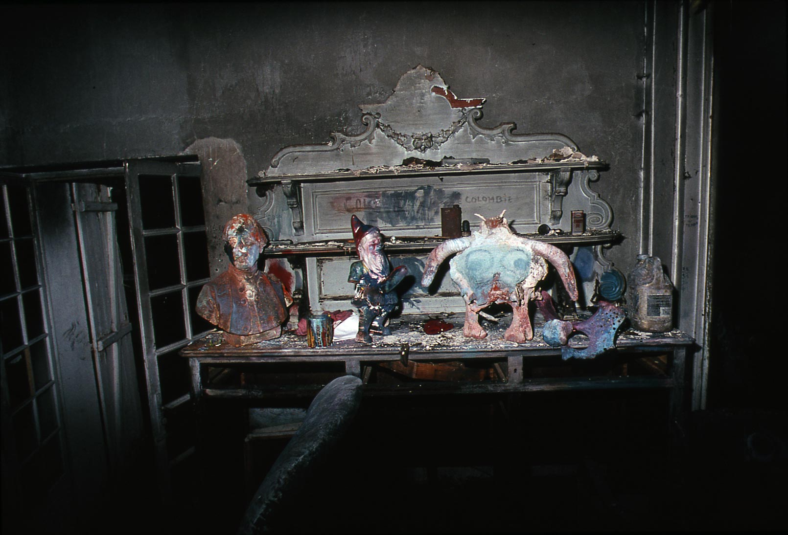 Dado’s studio after the fire in 1988