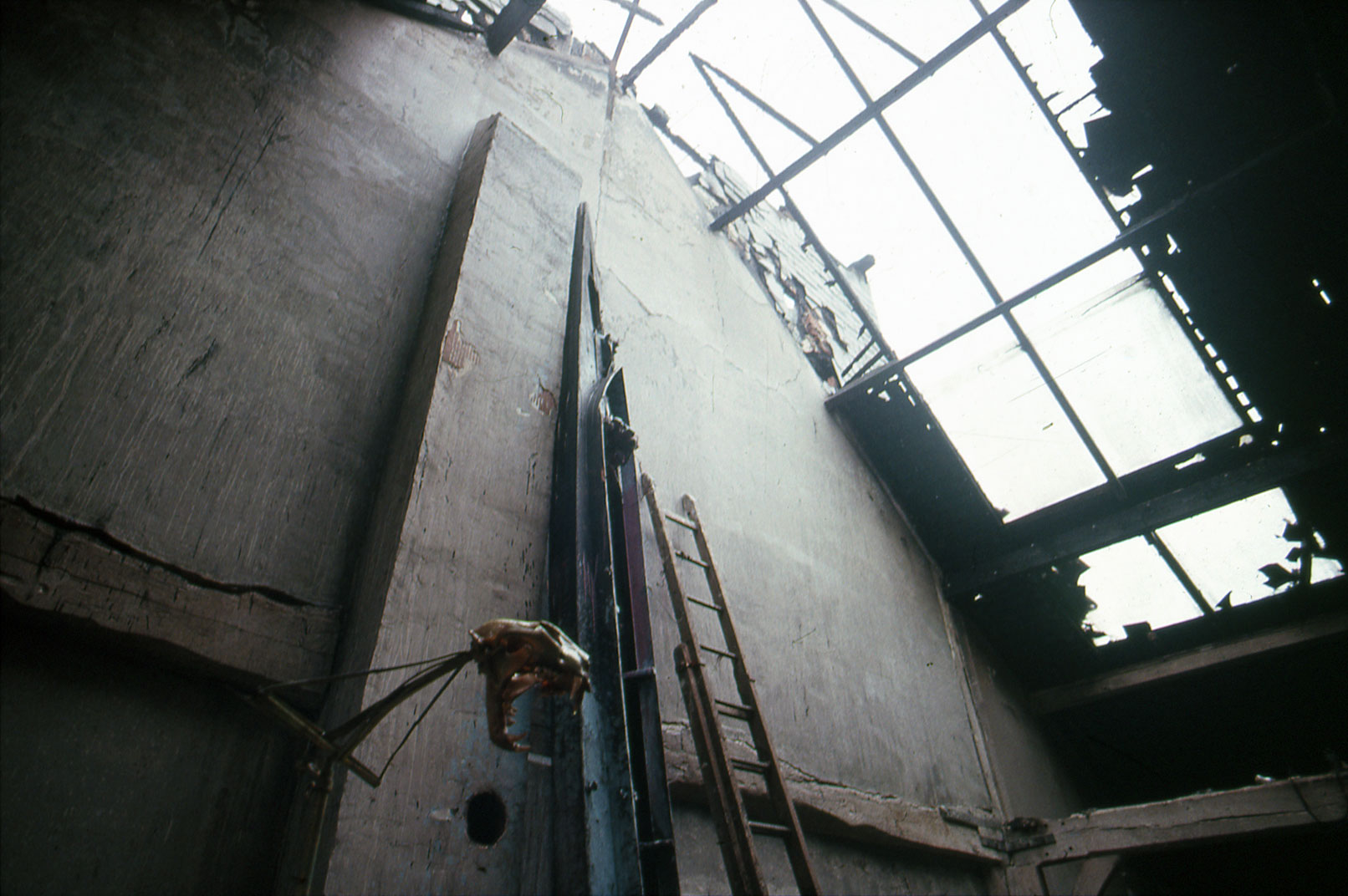 Dado’s studio after the fire in 1988