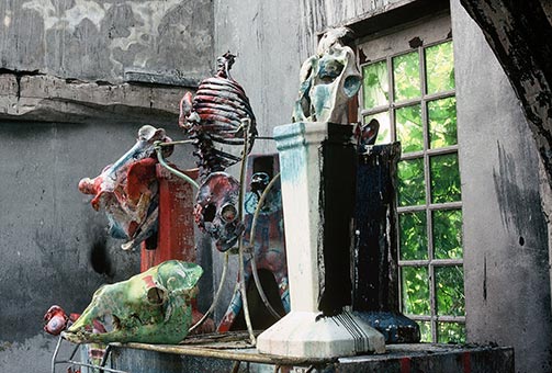 Sculptures at Dado’s studio in 1989.