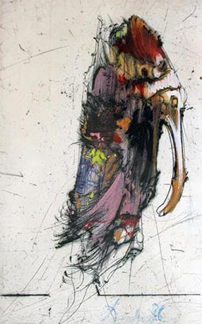 Gravure de Dado rehaussée : Buffon, 1986