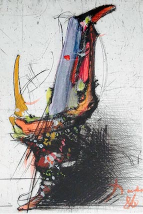 Gravure de Dado rehaussée : Buffon, 1986