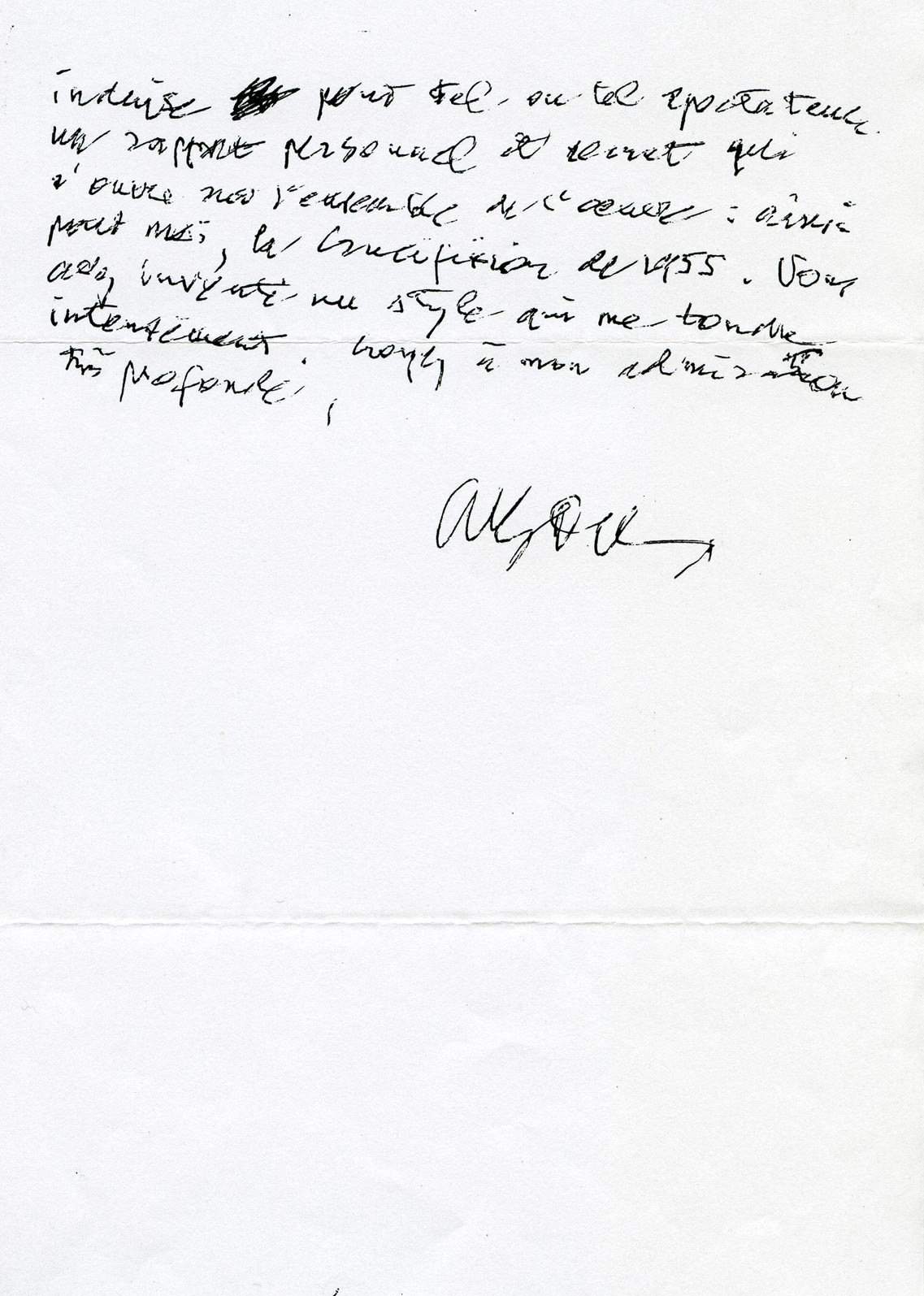 Photocopie de la lettre de Gilles Deleuze à Dado, verso