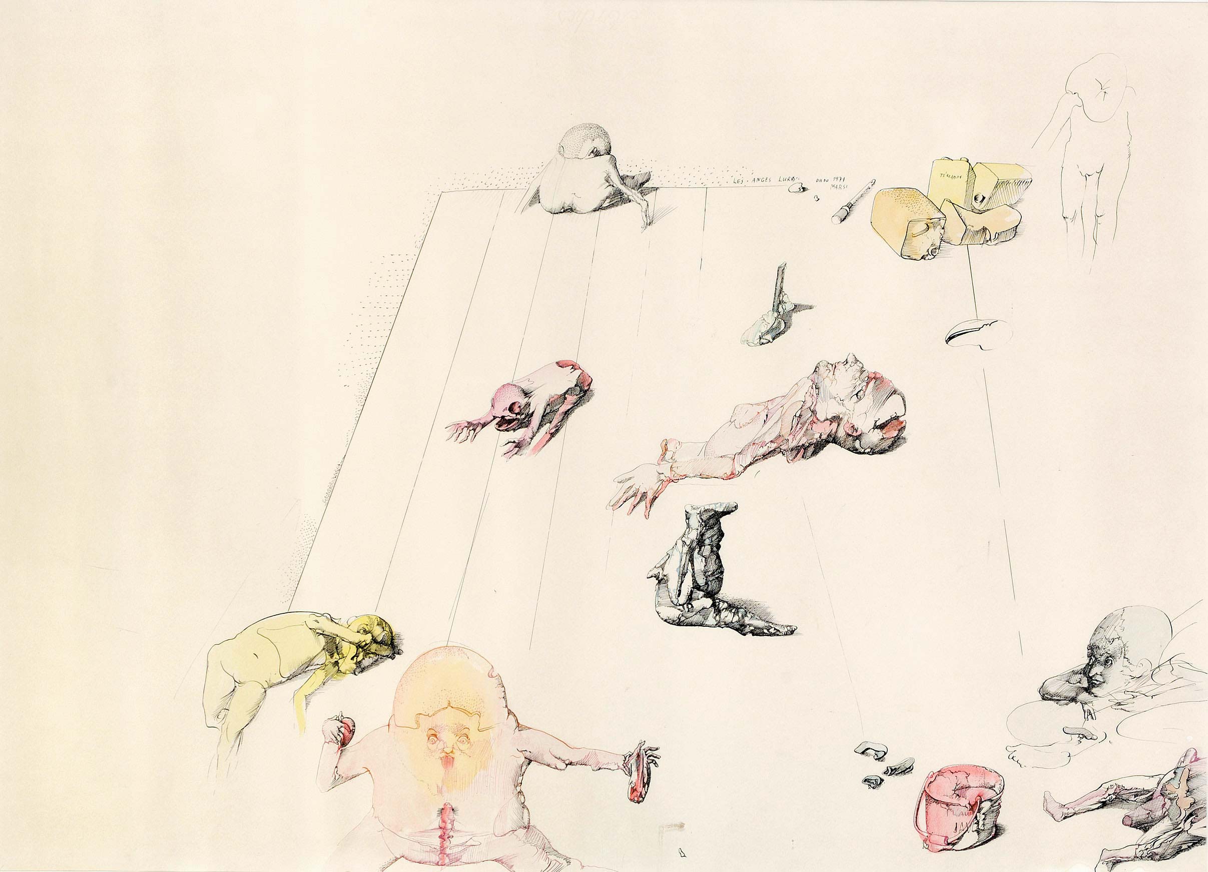 Dessin de Dado : Les Anges Lures, 1971