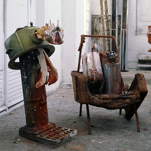 Sculptures dans l’atelier de Dado en 1990