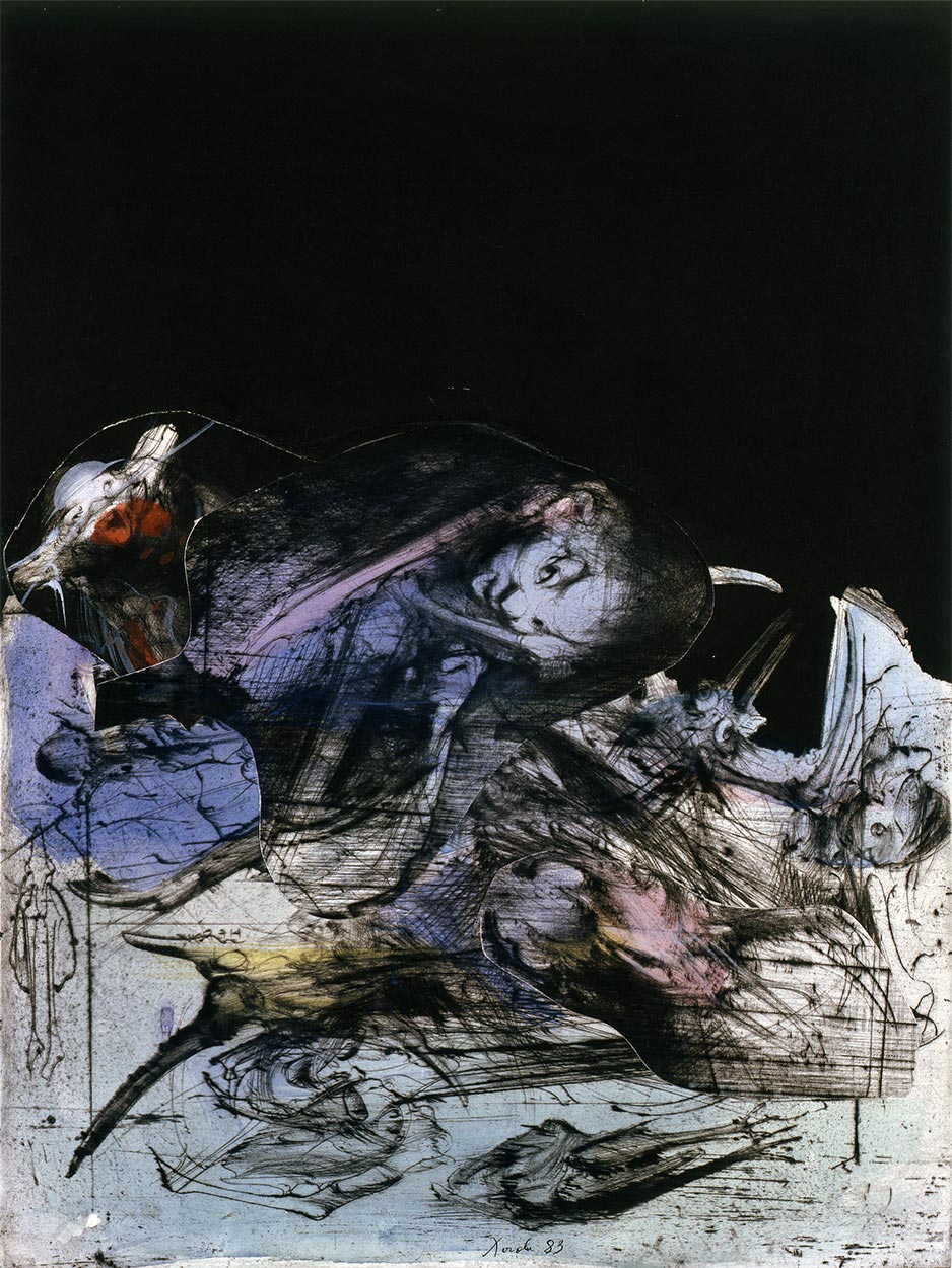 Collage de gavures de Dado, 1983