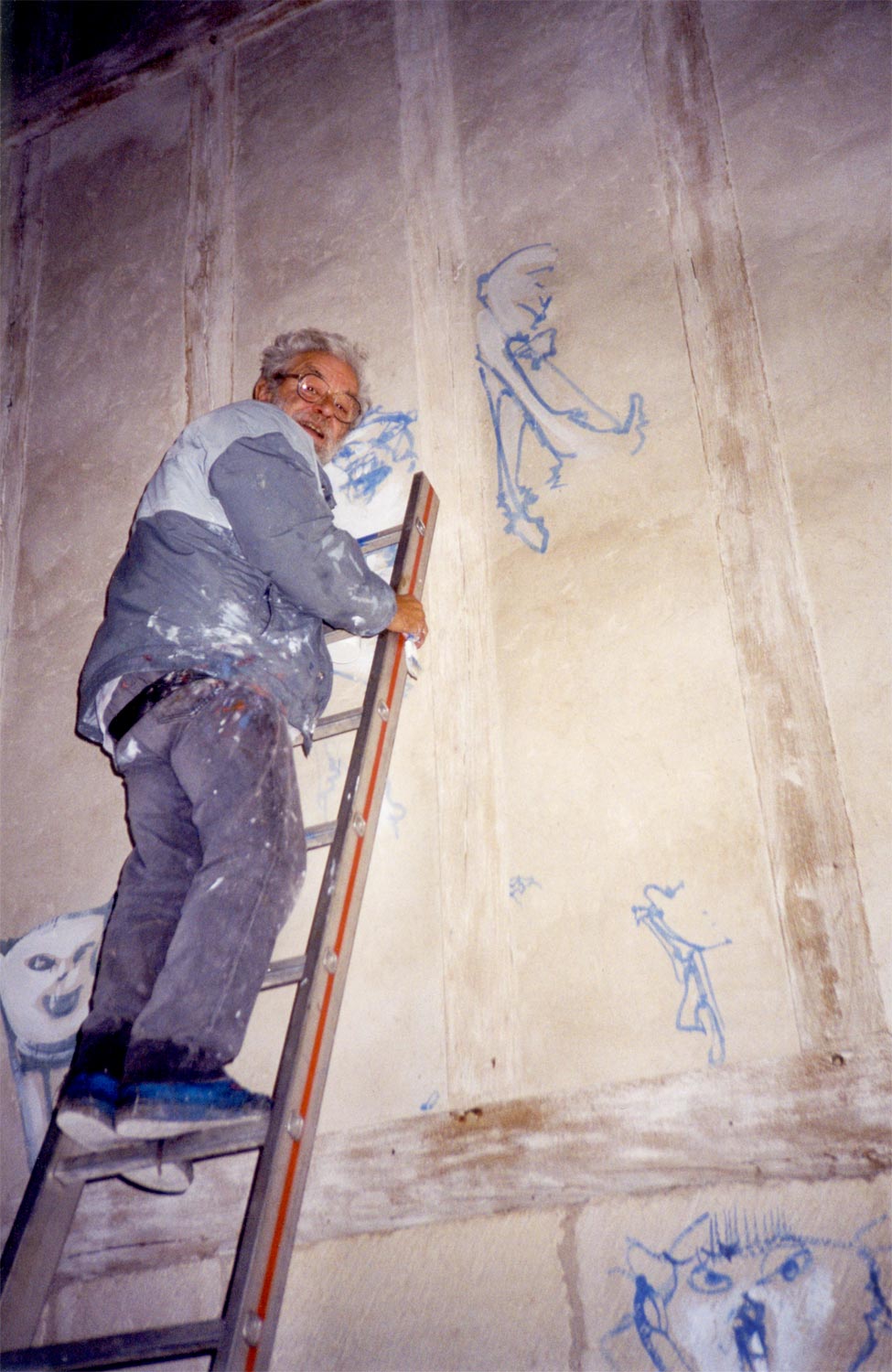 Beginning of Dado’s murals at Chapel of St. Luke