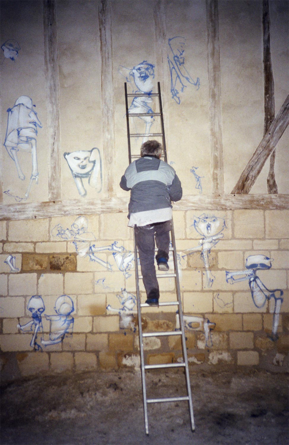 Beginning of Dado’s murals at Chapel of St. Luke