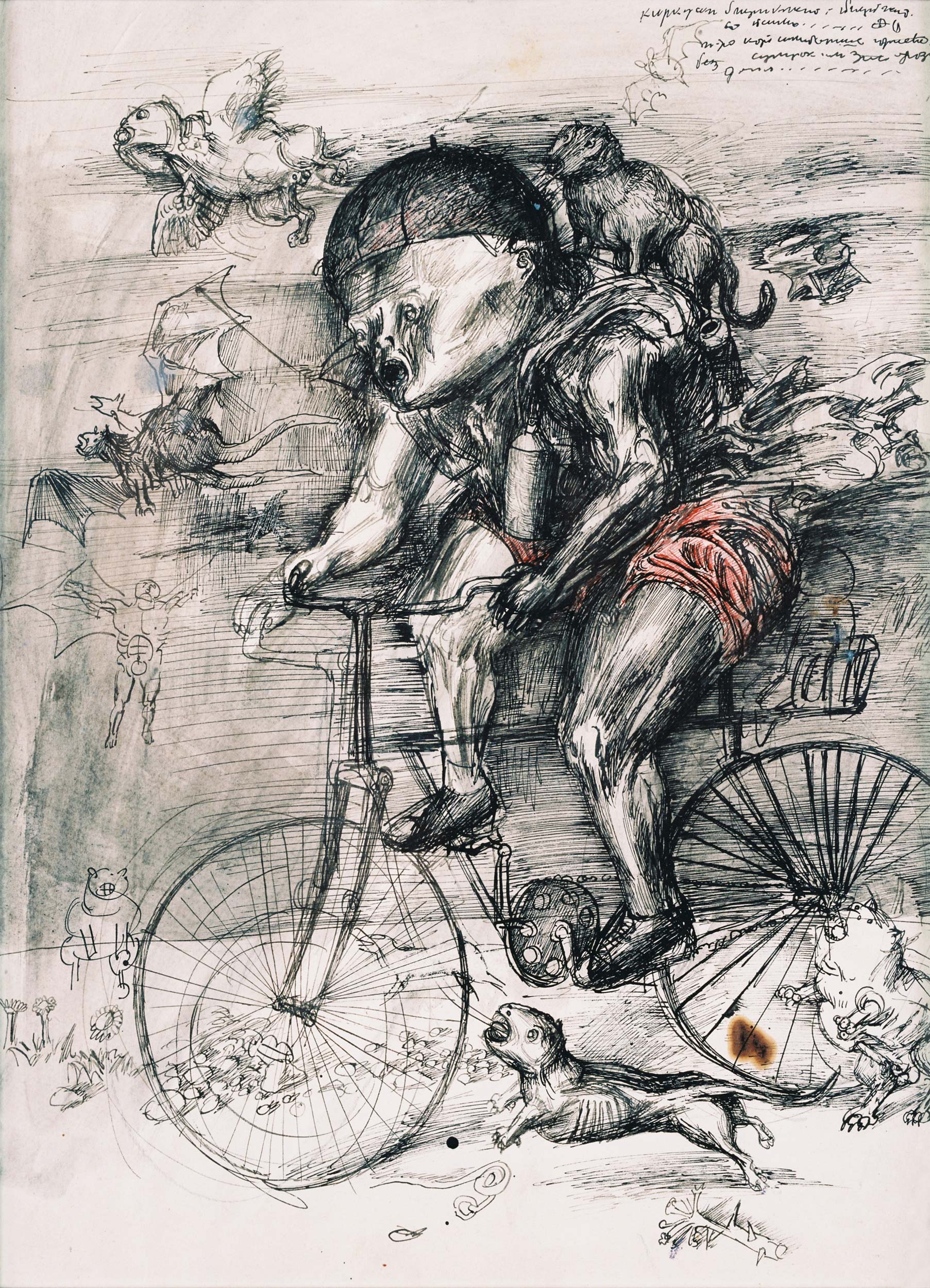 Dado’s drawing: Cyclist, 1956