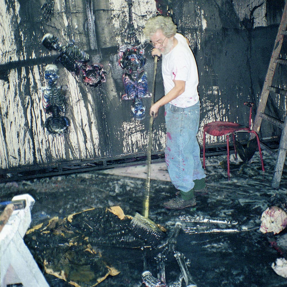 Dado colourwashing the back of the scenery of Handel’s Tamerlano