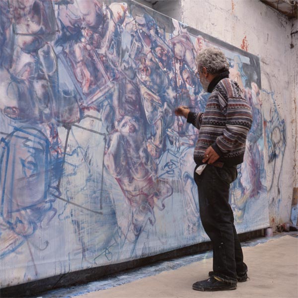 Dado dans son atelier en 1997