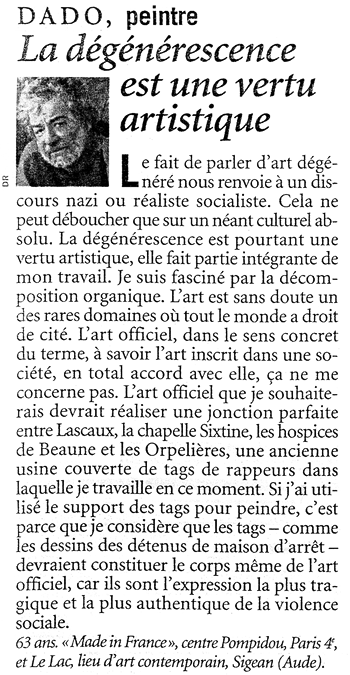 Article de L’Événement du Jeudi, 17 au 23 avril 1997