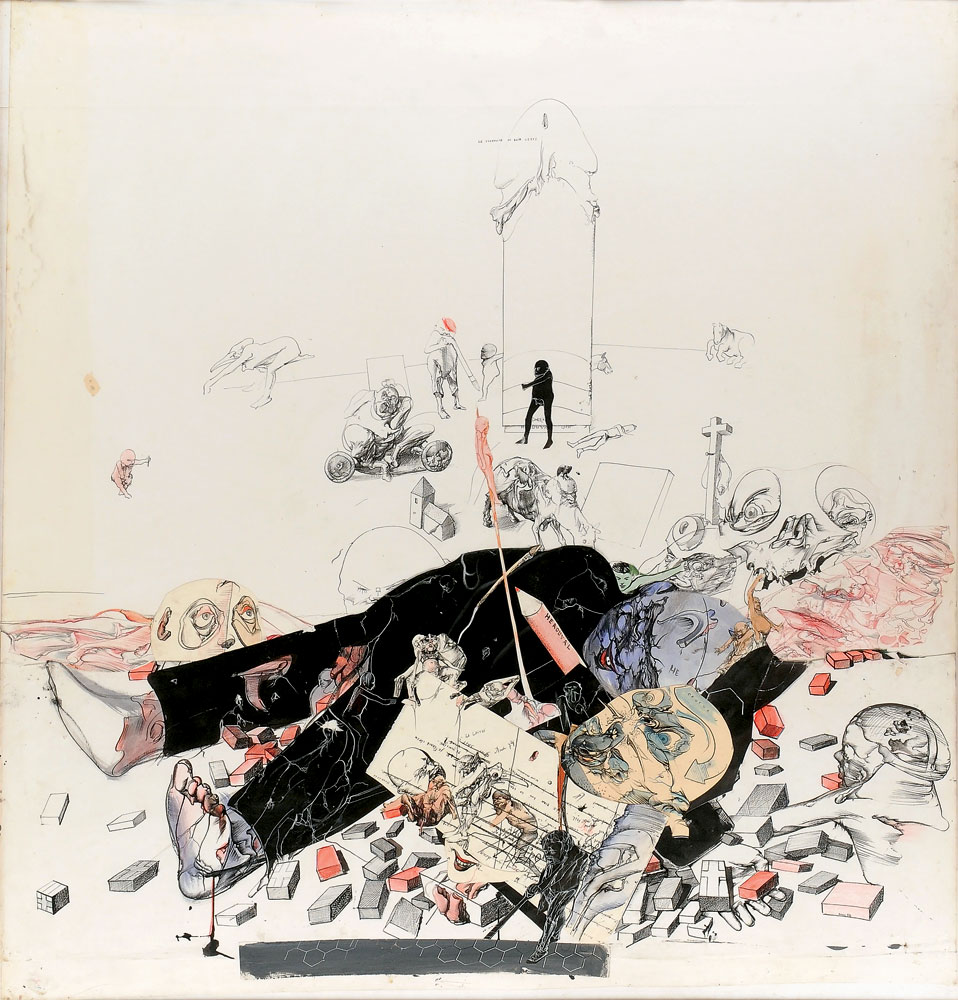 Collage de Dado : La Lettre à Mathey, 1974